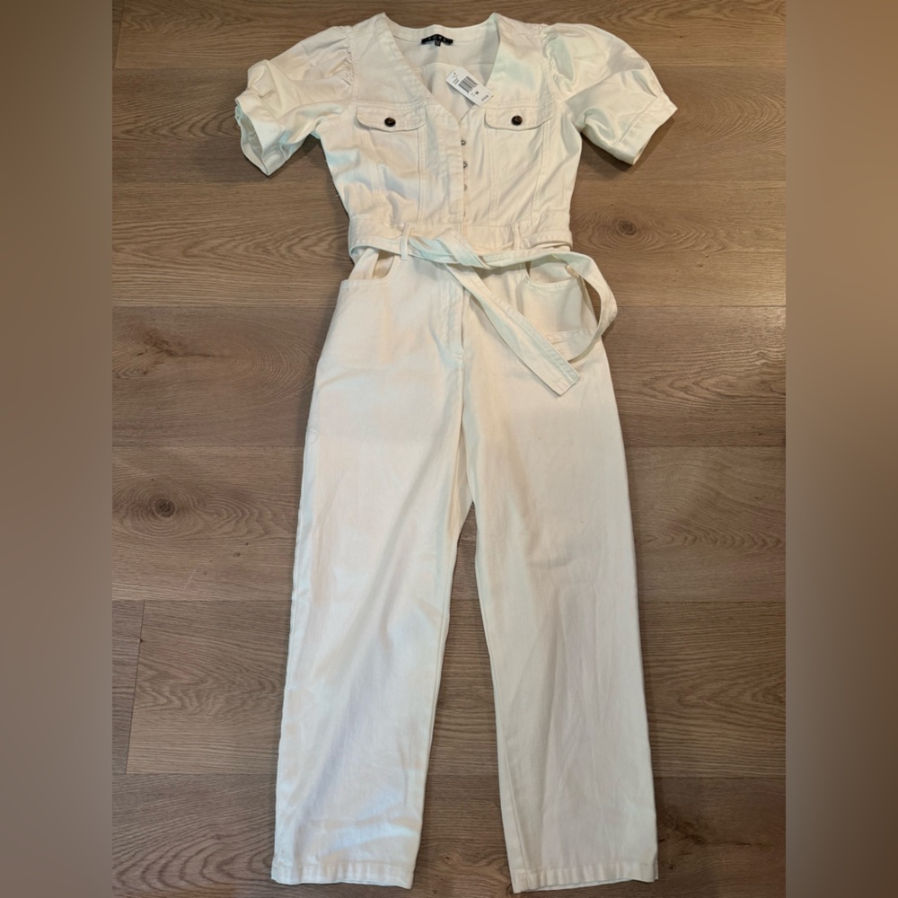 Cream denim jumpsuit